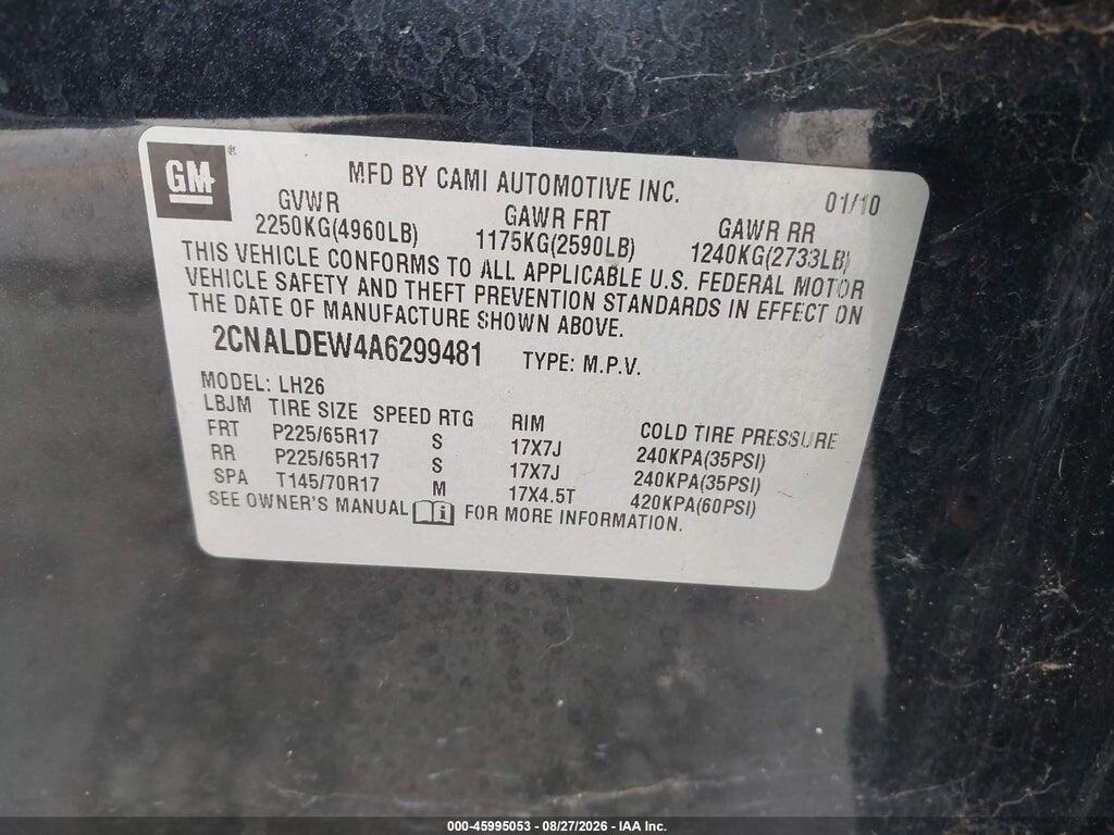 2CNALDEW4A6299481 2010 CHEVROLET EQUINOX photo no. 9