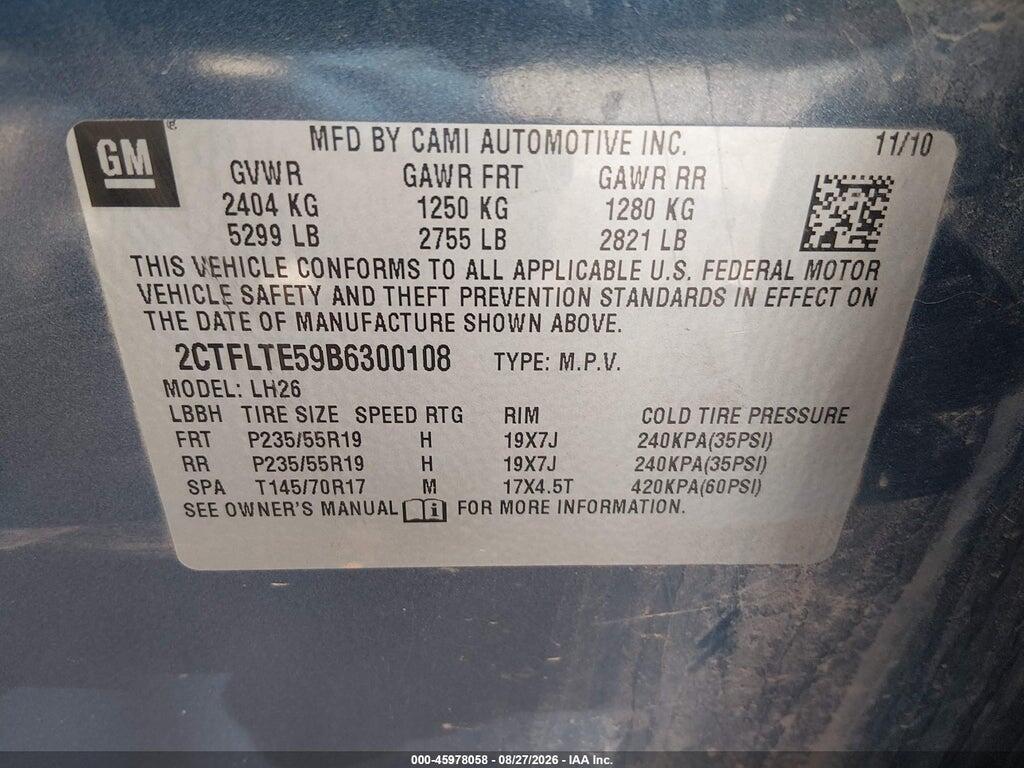 2CTFLTE59B6300108 2011 GMC TERRAIN photo no. 9