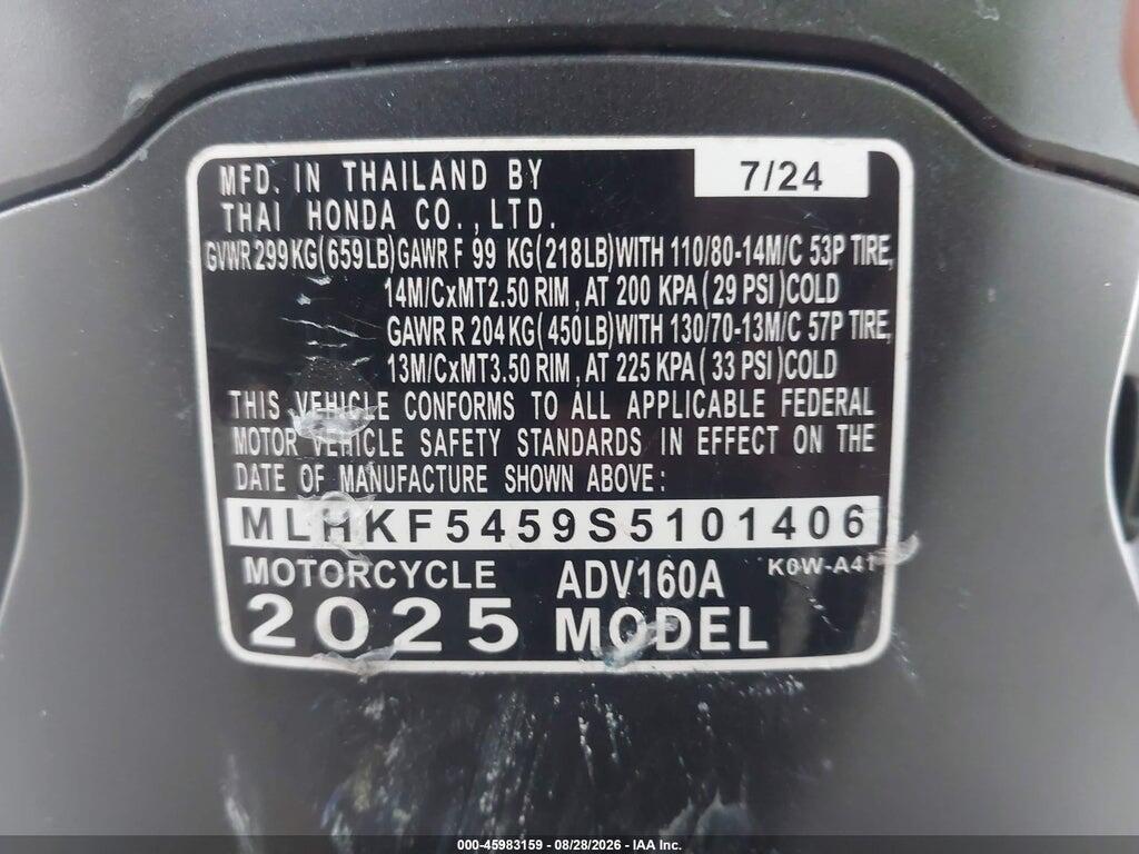 MLHKF5459S5101406 2025 HONDA ADV160 photo no. 10