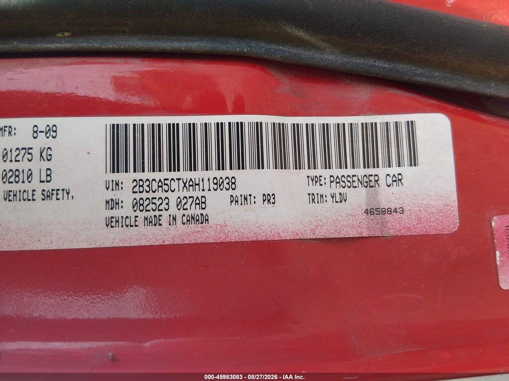 2B3CA5CTXAH119038 2010 DODGE CHARGER photo no. 9