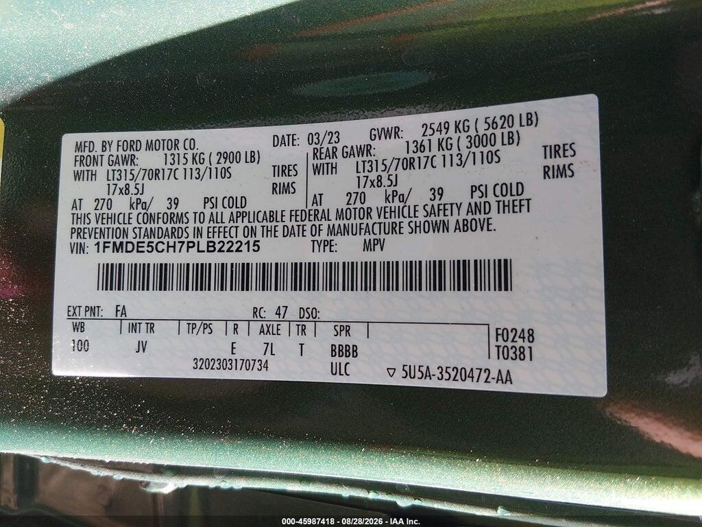 1FMDE5CH7PLB22215 2023 FORD BRONCO photo no. 9