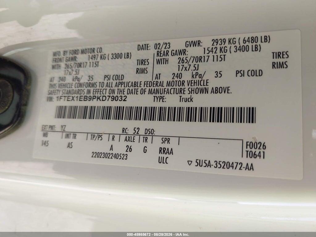 1FTEX1EB9PKD79032 2023 FORD F-150 photo no. 9