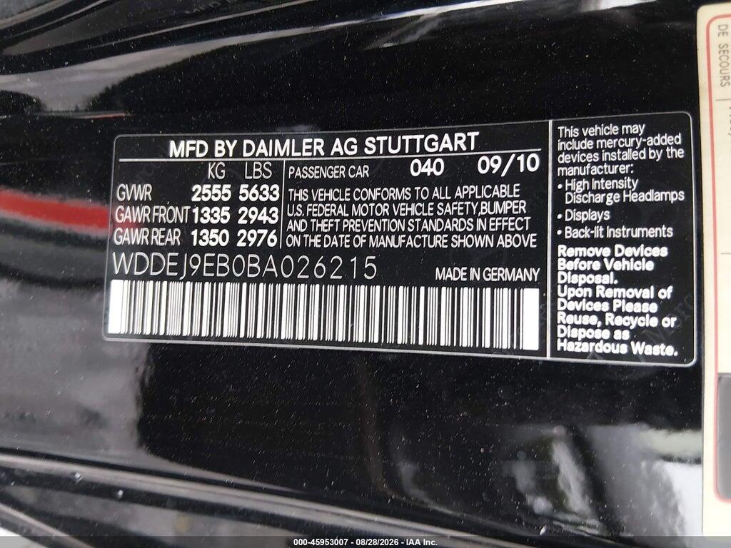 WDDEJ9EB0BA026215 2011 MERCEDES-BENZ CL 550 photo no. 9