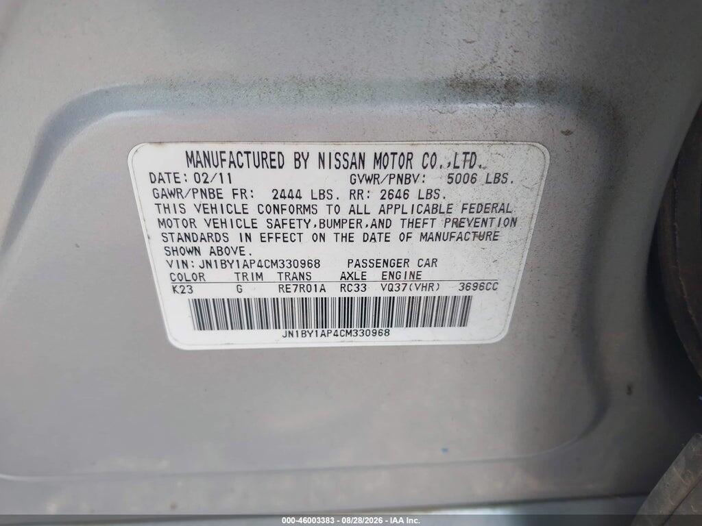 JN1BY1AP4CM330968 2012 INFINITI M37 photo no. 9