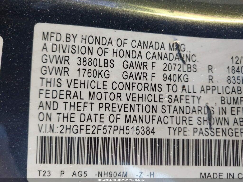 2HGFE2F57PH515384 2023 HONDA CIVIC photo no. 9