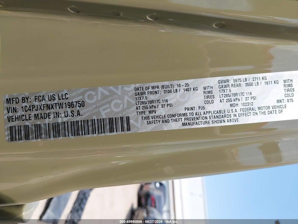 1C4PJXFNXTW196750 2026 JEEP WRANGLER photo no. 9