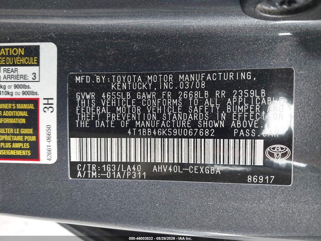 4T1BB46K59U067682 2009 TOYOTA CAMRY HYBRID photo no. 9