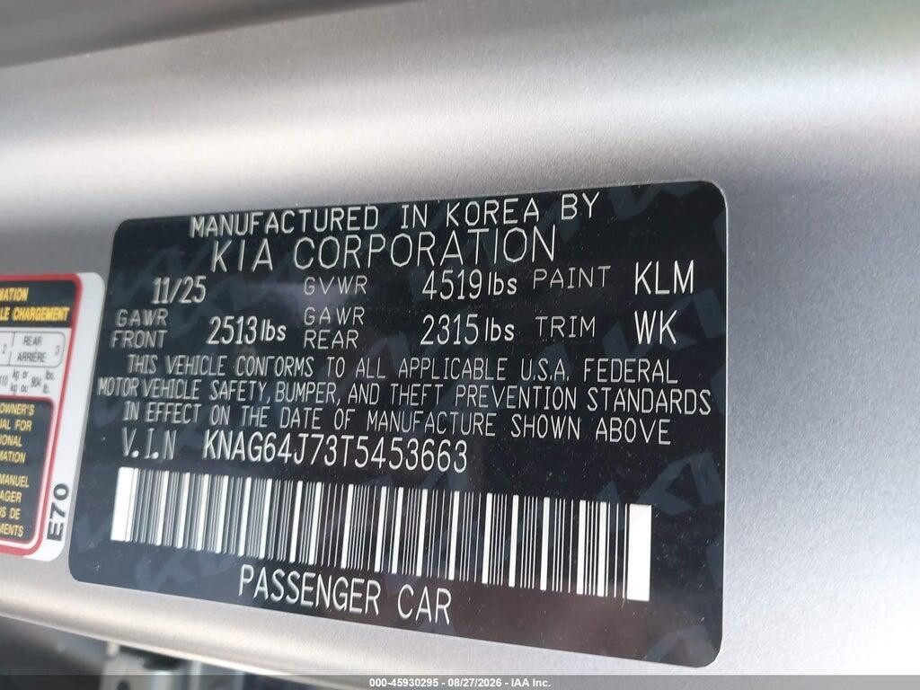KNAG64J73T5453663 2026 KIA K5 photo no. 9