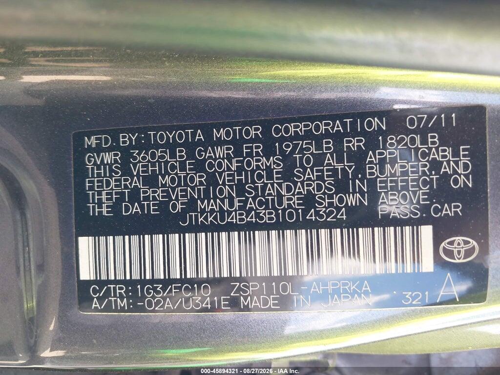 JTKKU4B43B1014324 2011 SCION XD photo no. 9
