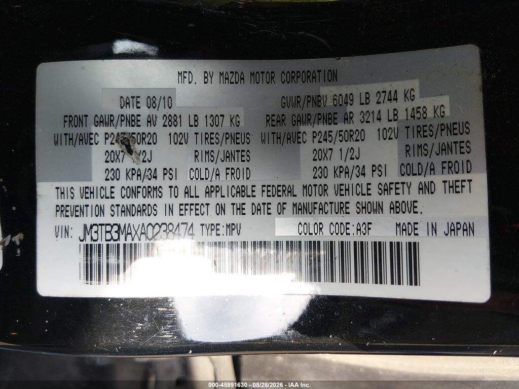 JM3TB3MAXA0238474 2010 MAZDA CX-9 photo no. 9