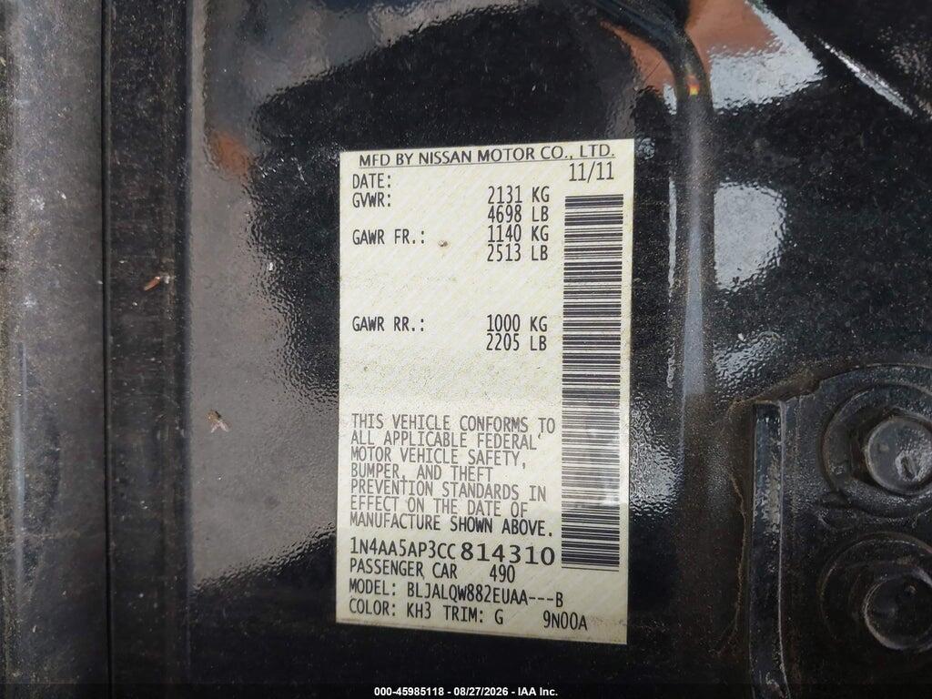 1N4AA5AP3CC814310 2012 NISSAN MAXIMA photo no. 9