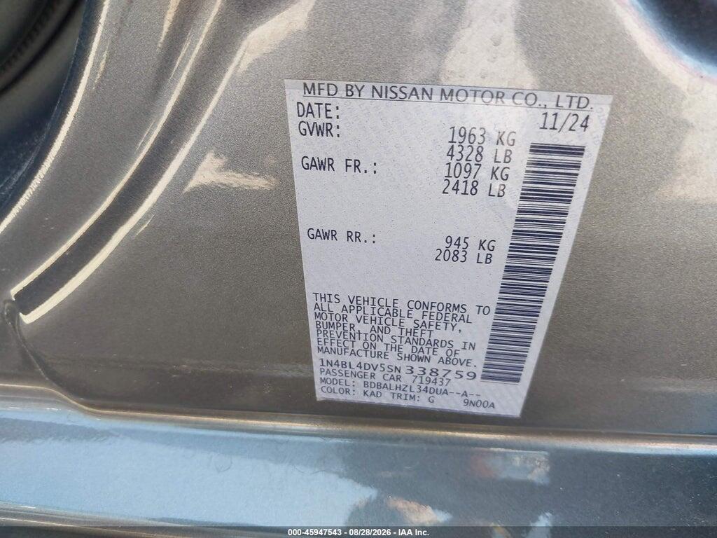 1N4BL4DV5SN338759 2025 NISSAN ALTIMA photo no. 9