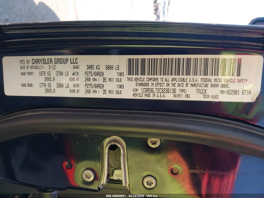 1C6RD6LT2CS236136 2012 RAM 1500 photo no. 9