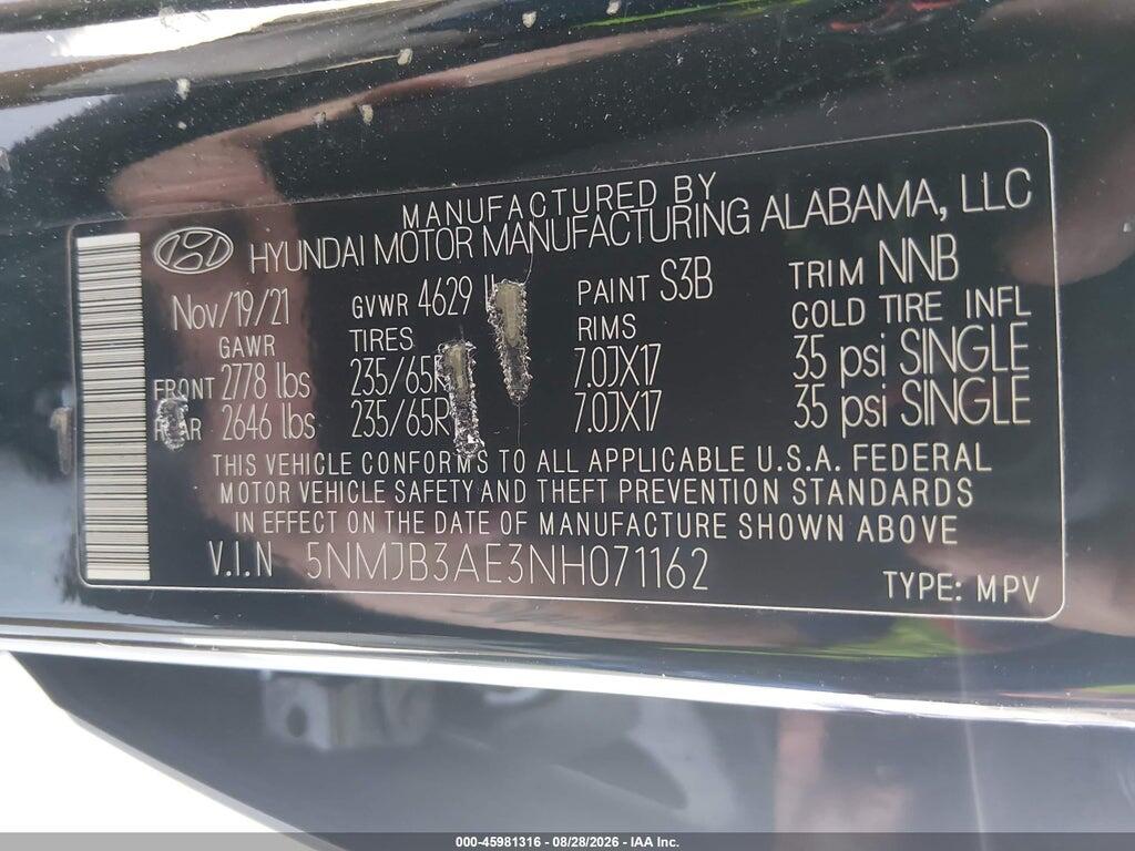 5NMJB3AE3NH071162 2022 HYUNDAI TUCSON photo no. 9