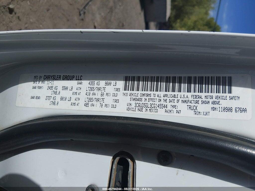 3C6UD5GL3CG145544 2012 RAM 2500 photo no. 9