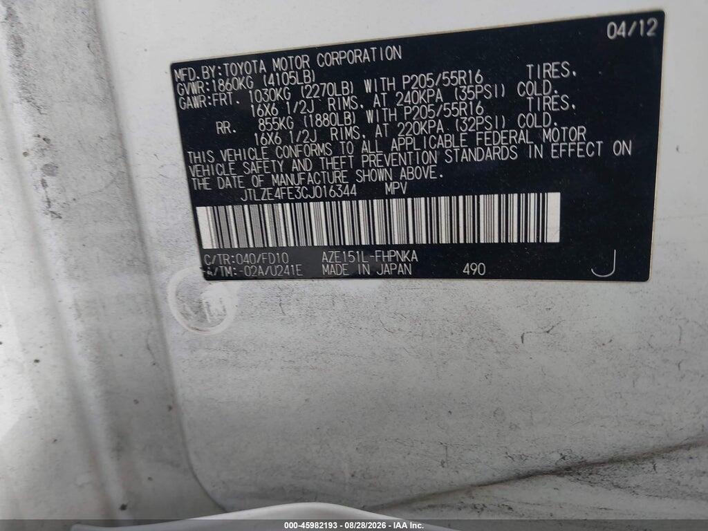 JTLZE4FE3CJ016344 2012 SCION XB photo no. 9