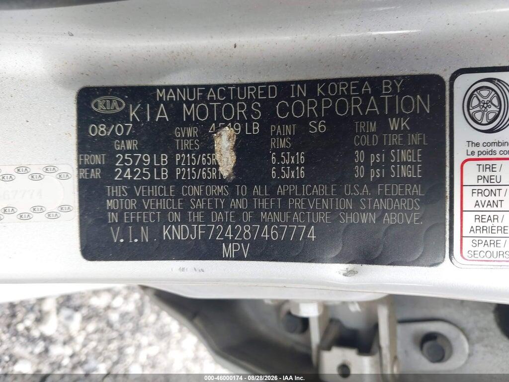 KNDJF724287467774 2008 KIA SPORTAGE photo no. 9