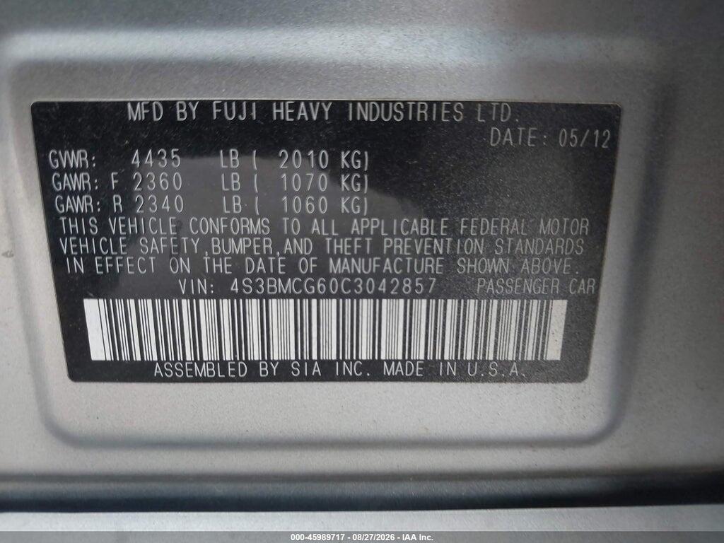 4S3BMCG60C3042857 2012 SUBARU LEGACY photo no. 9