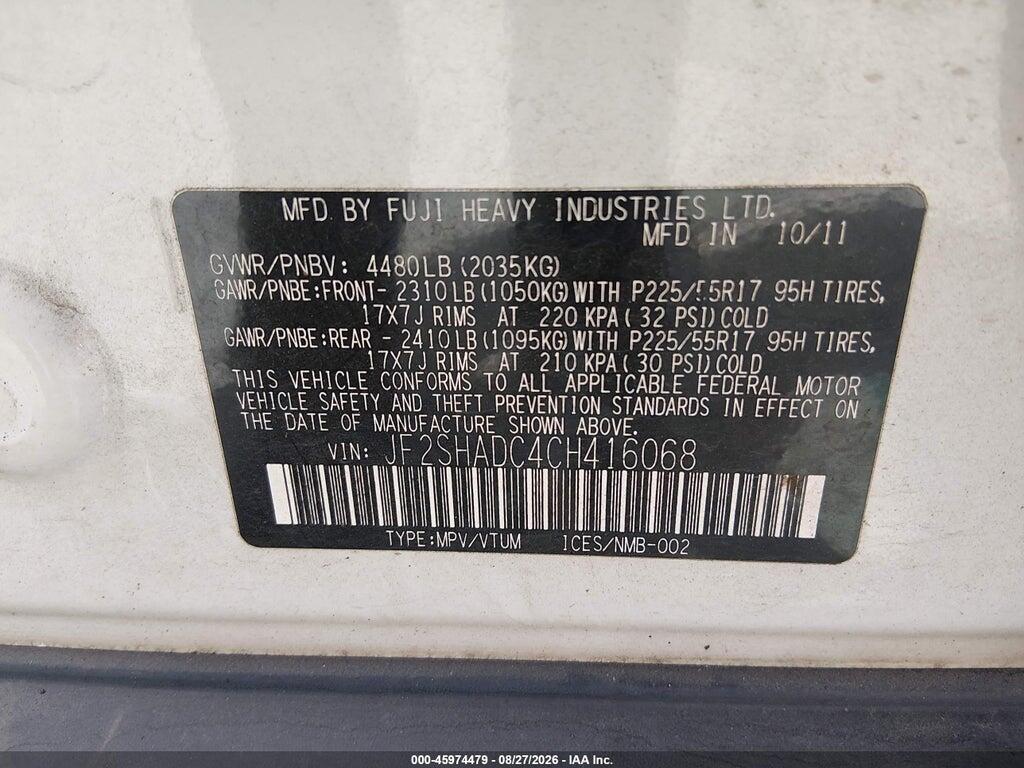 JF2SHADC4CH416068 2012 SUBARU FORESTER photo no. 9