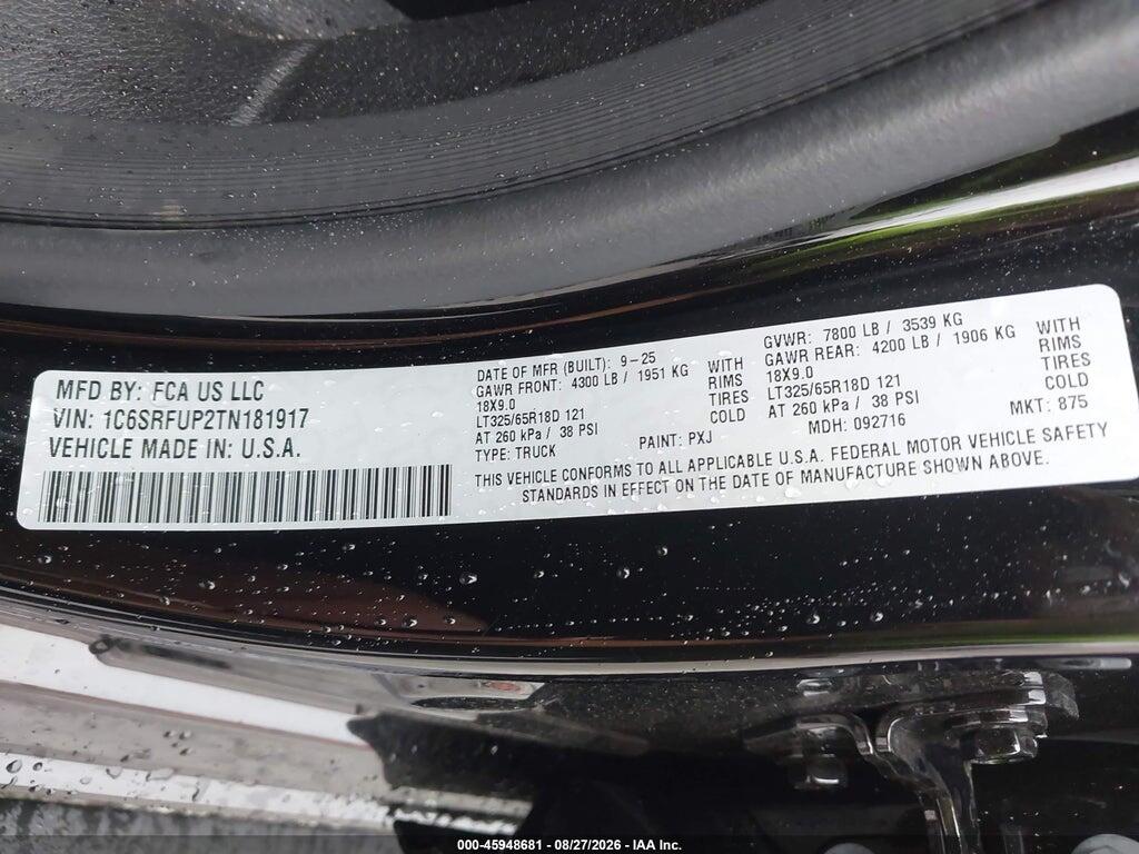 1C6SRFUP2TN181917 2026 RAM 1500 photo no. 9