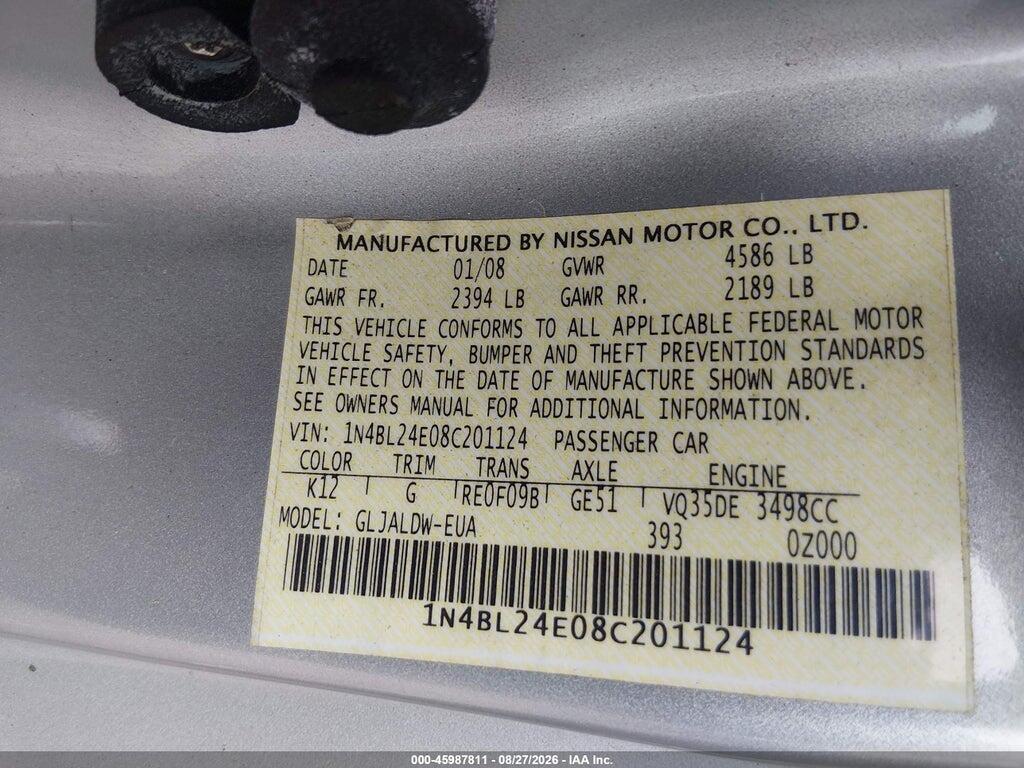 1N4BL24E08C201124 2008 NISSAN ALTIMA photo no. 9