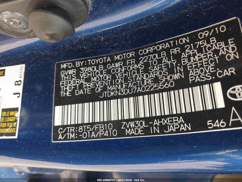 JTDKN3DU7A0225560 2010 TOYOTA PRIUS photo no. 9