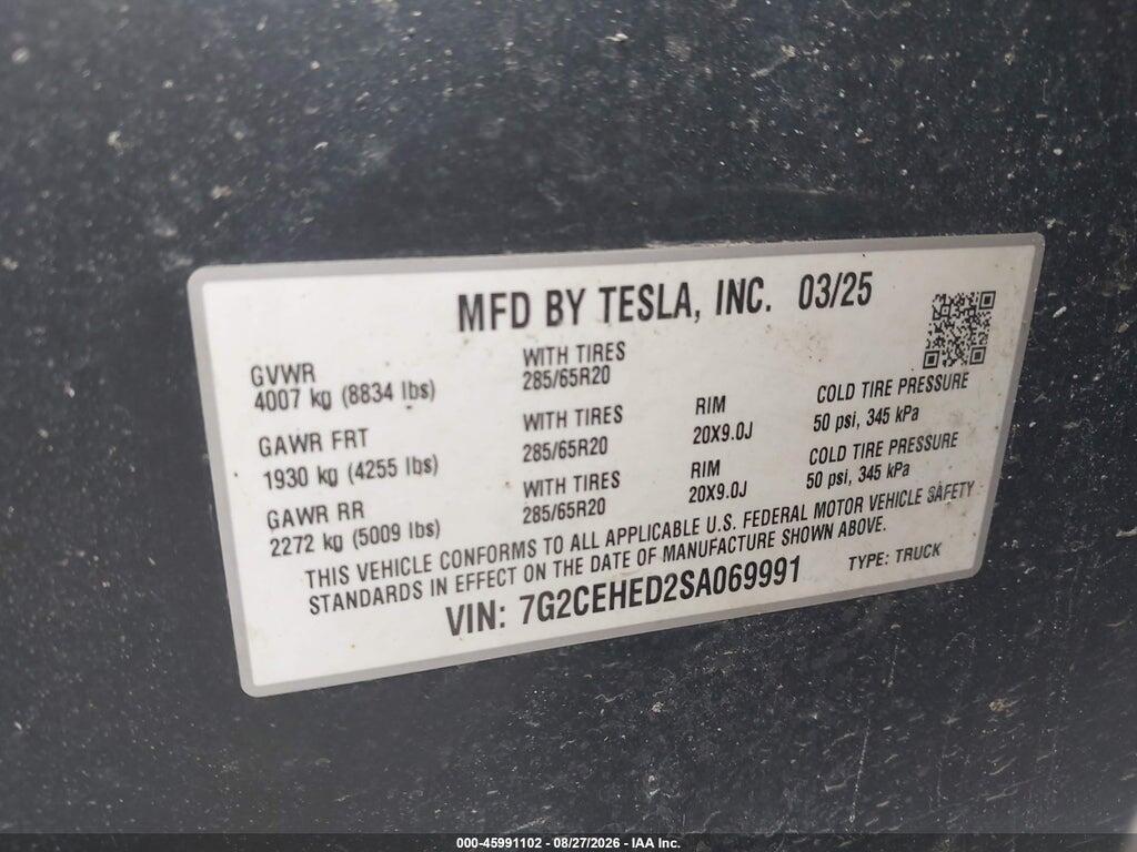 7G2CEHED2SA069991 2025 TESLA CYBERTRUCK photo no. 8