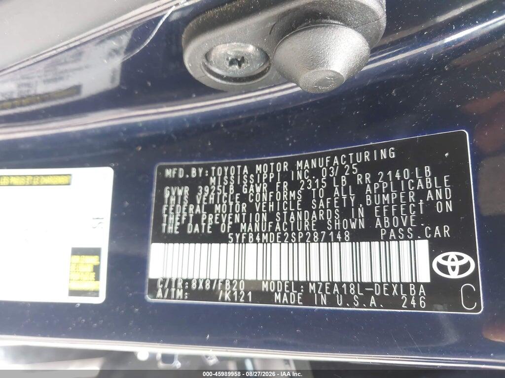 5YFB4MDE2SP287148 2025 TOYOTA COROLLA photo no. 9