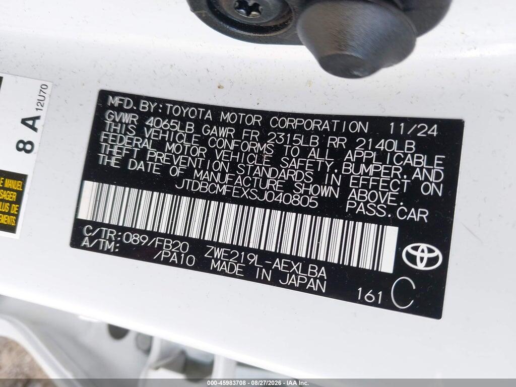 JTDBCMFEXSJ040805 2025 TOYOTA COROLLA photo no. 9