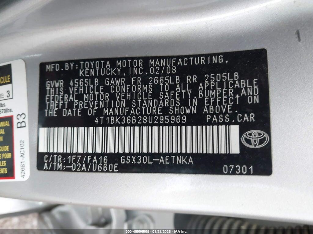 4T1BK36B28U295969 2008 TOYOTA AVALON photo no. 9