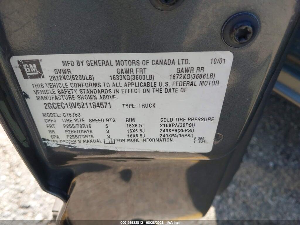 2GCEC19V521184571 2002 CHEVROLET SILVERADO 1500 photo no. 9