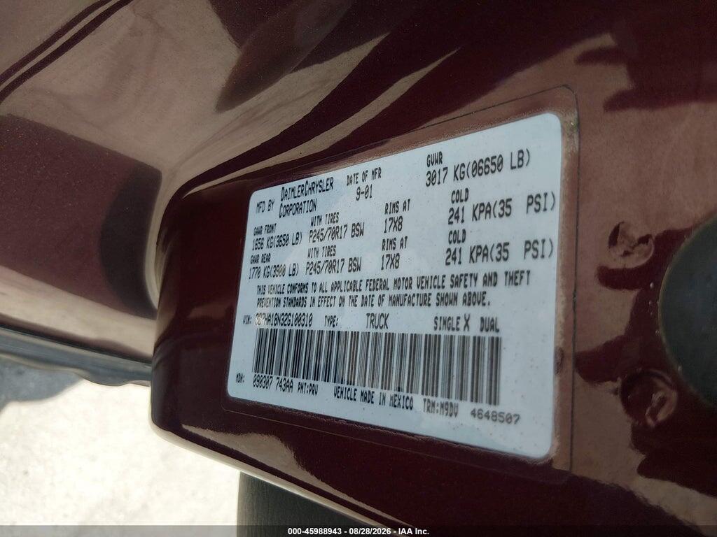 3B7HA18N32G100310 2002 DODGE RAM 1500 photo no. 9