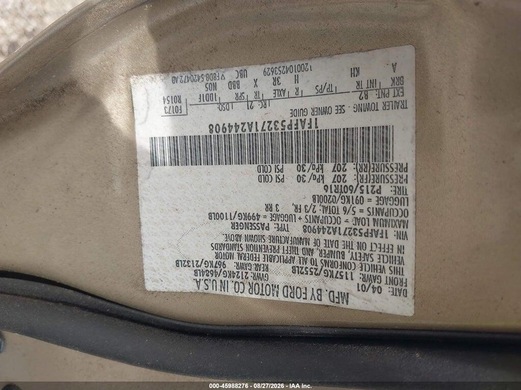 1FAFP53271A244908 2001 FORD TAURUS photo no. 9