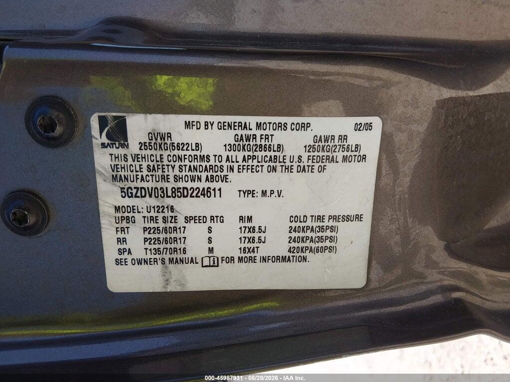 5GZDV03L85D224611 2005 SATURN RELAY photo no. 9