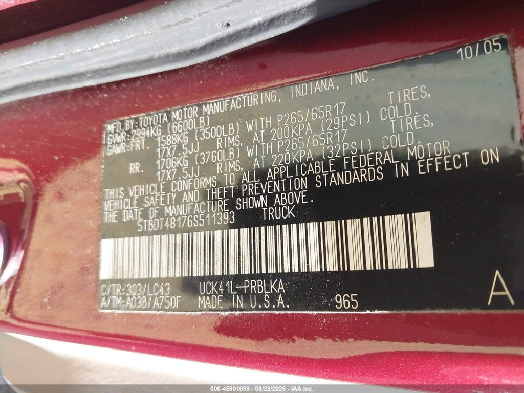 5TBDT48176S511393 2006 TOYOTA TUNDRA photo no. 9