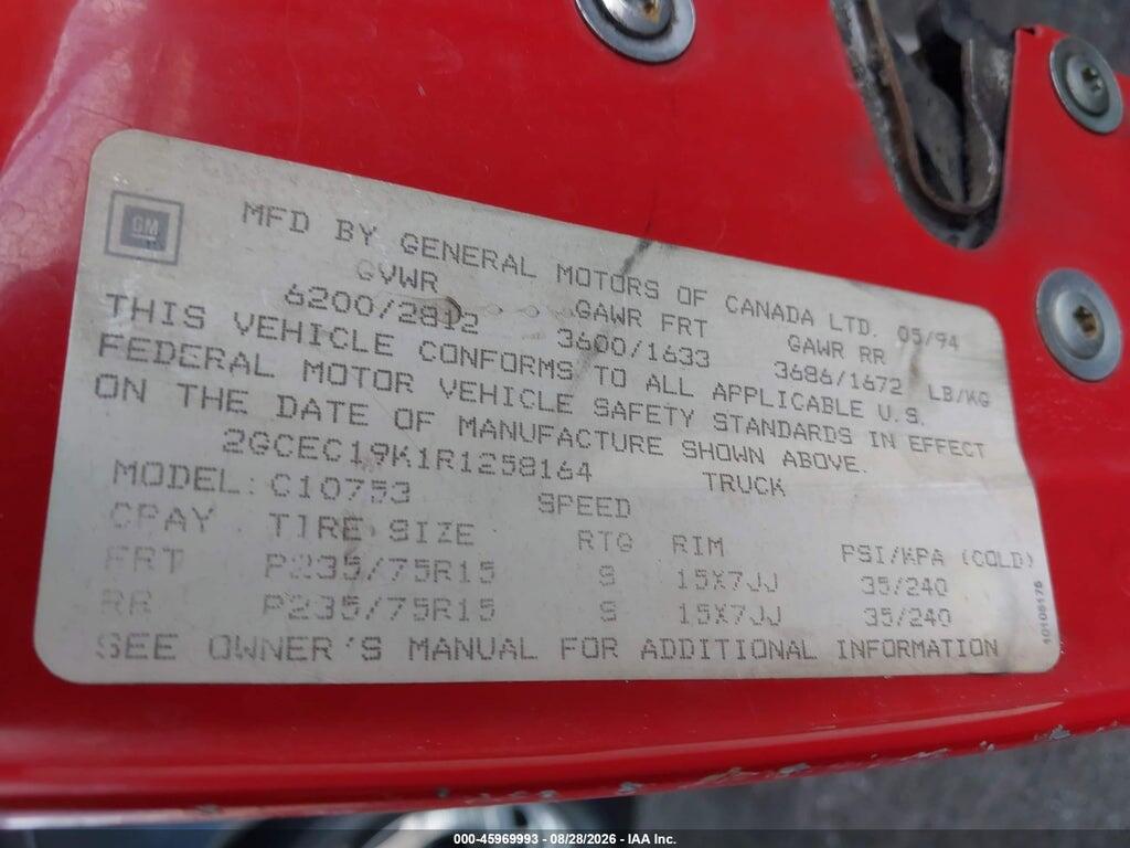 2GCEC19K1R1258164 1994 CHEVROLET GMT-400 photo no. 9
