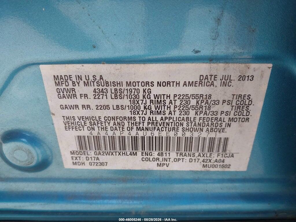 4A4AP4AU6EE003271 2014 MITSUBISHI OUTLANDER SPORT photo no. 9