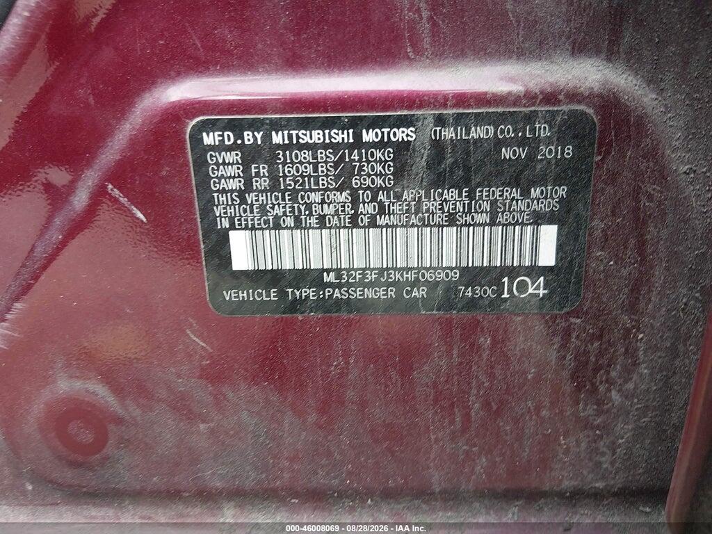 ML32F3FJ3KHF06909 2019 MITSUBISHI MIRAGE G4 photo no. 9