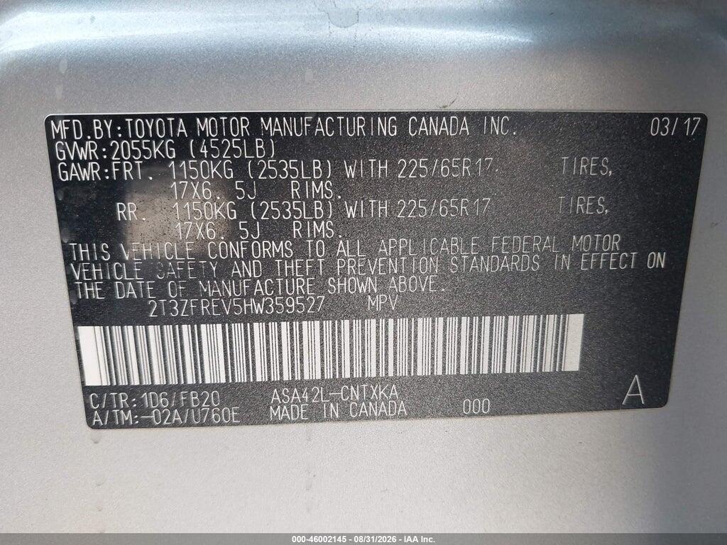 2T3ZFREV5HW359527 2017 TOYOTA RAV4 photo no. 9