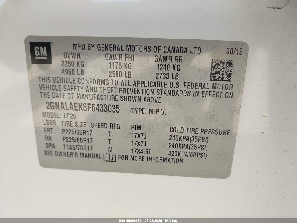 2GNALAEK8F6433035 2015 CHEVROLET EQUINOX photo no. 9