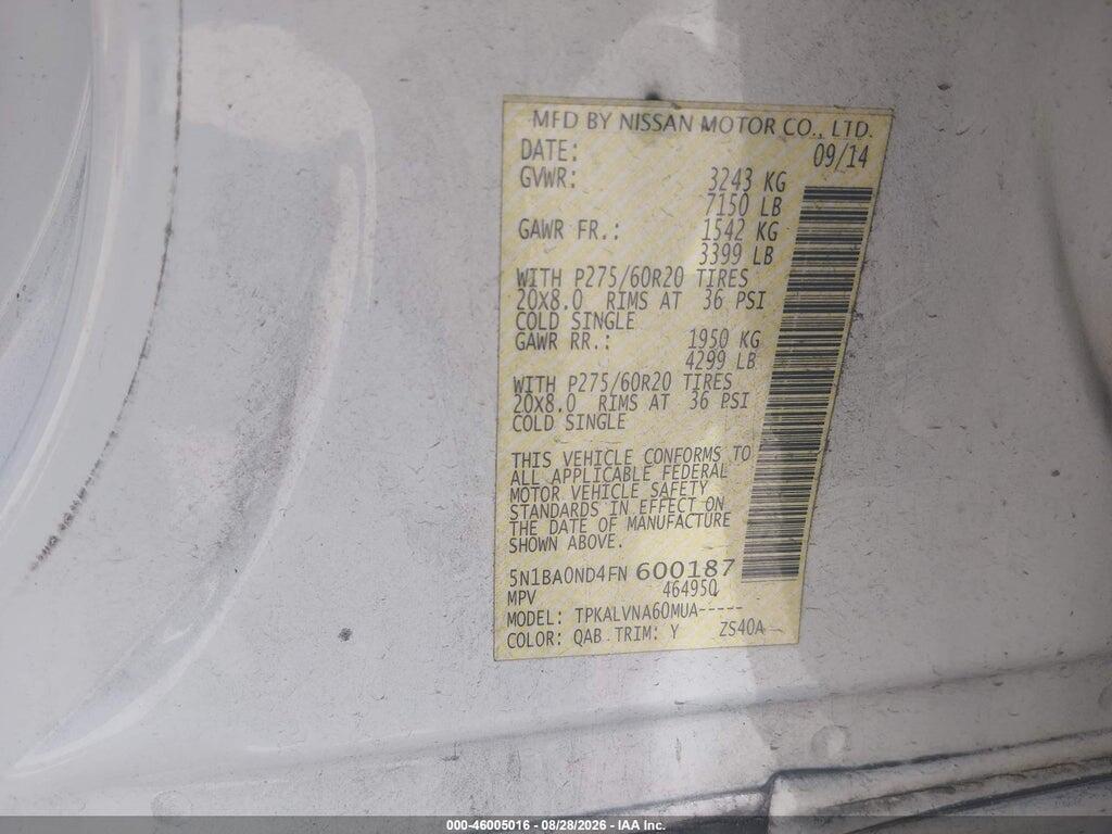 5N1BA0ND4FN600187 2015 NISSAN ARMADA photo no. 9