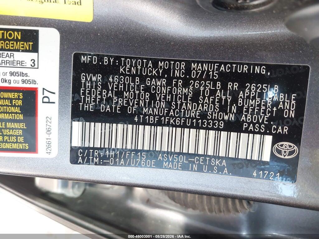 4T1BF1FK6FU113339 2015 TOYOTA CAMRY photo no. 9