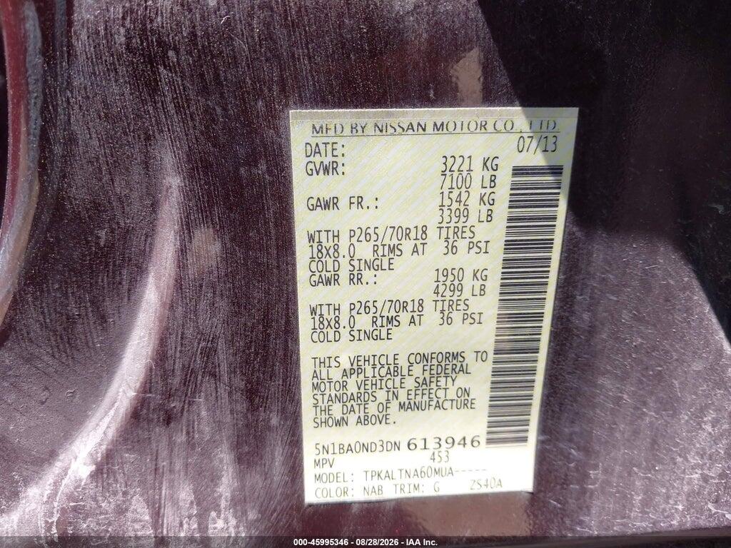 5N1BA0ND3DN613946 2013 NISSAN ARMADA photo no. 9