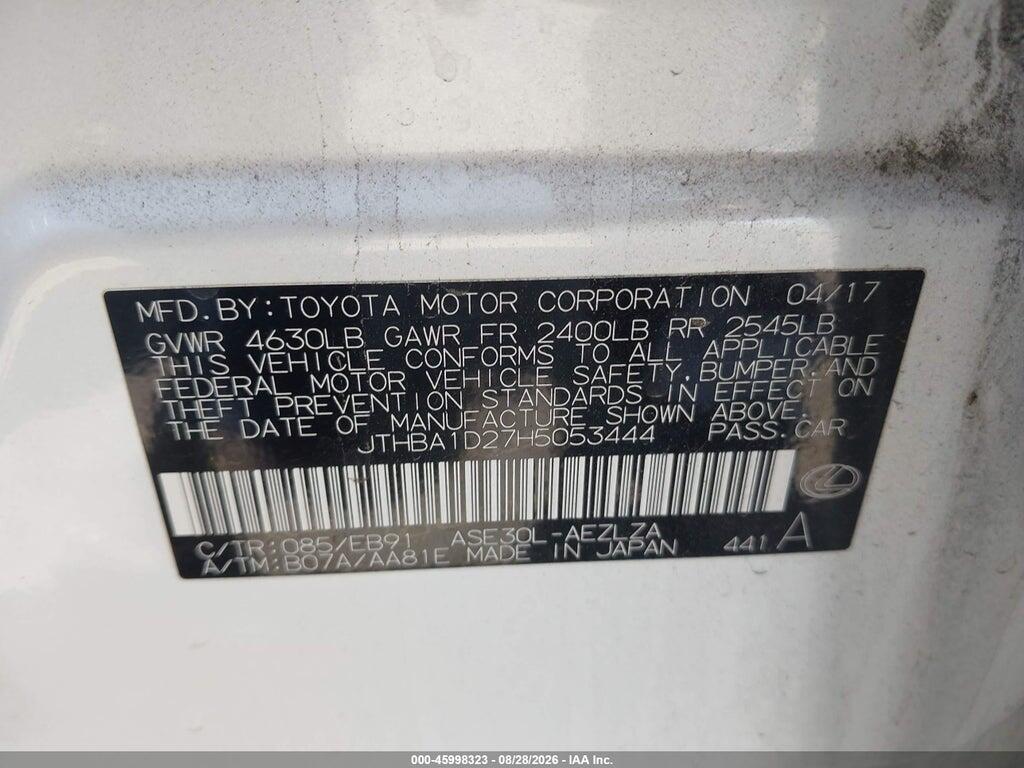 JTHBA1D27H5053444 2017 LEXUS IS 200T photo no. 9