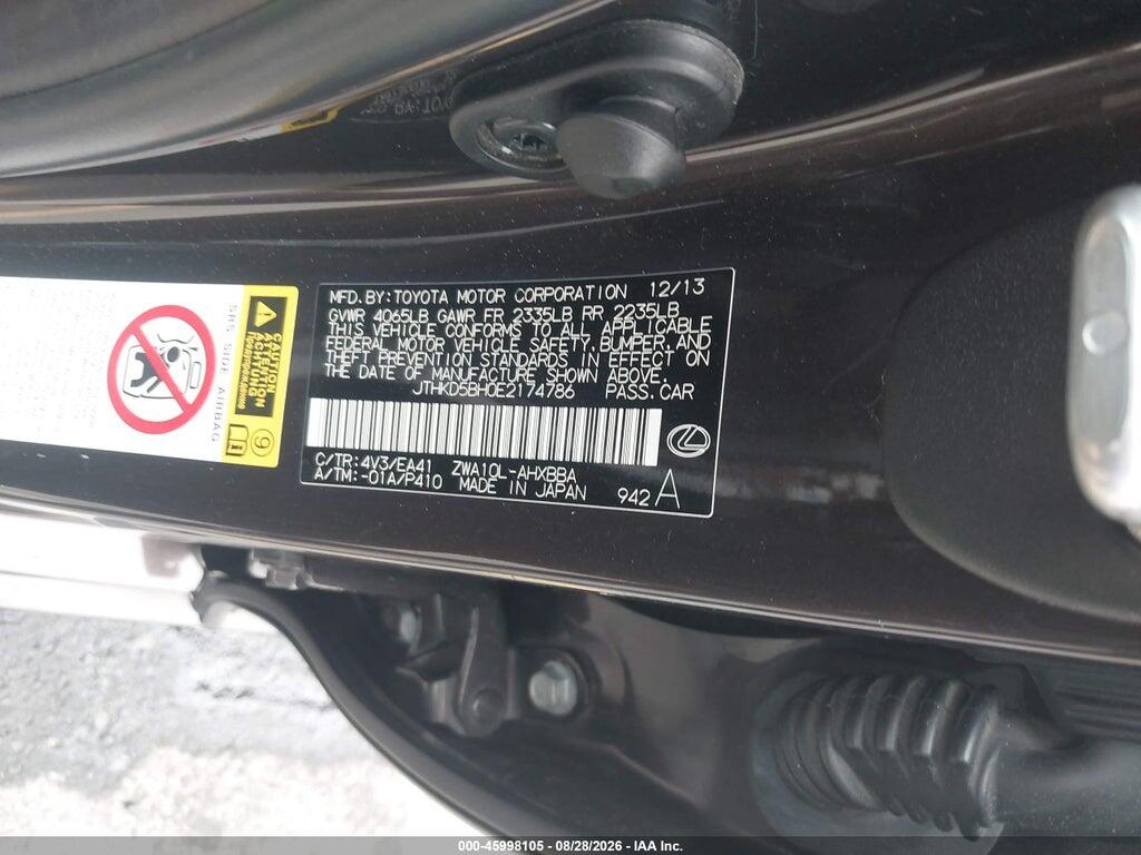 JTHKD5BH0E2174786 2014 LEXUS CT 200H photo no. 9