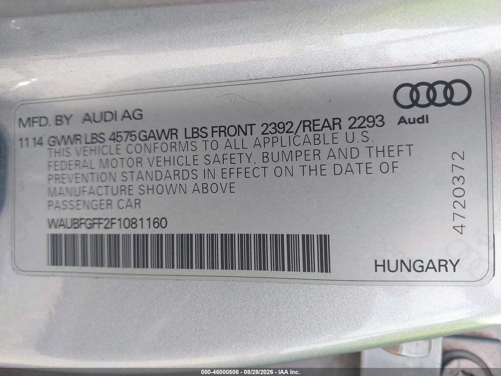 WAUBFGFF2F1081160 2015 AUDI A3 photo no. 9