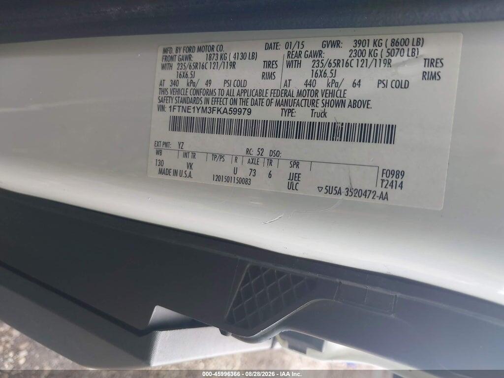 1FTNE1YM3FKA59979 2015 FORD TRANSIT-150 photo no. 9