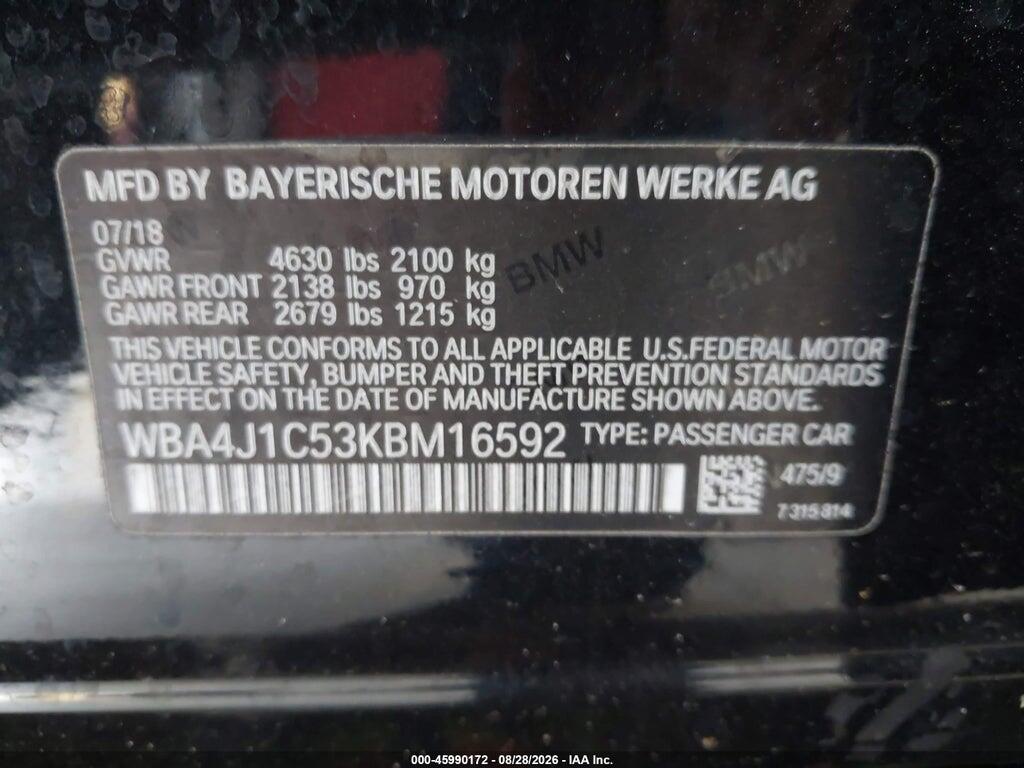 WBA4J1C53KBM16592 2019 BMW 430I GRAN COUPE photo no. 9