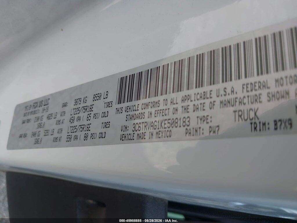 3C6TRVAG1KE508183 2019 RAM PROMASTER 1500 photo no. 9