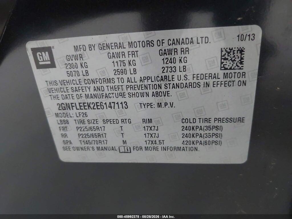 2GNFLEEK2E6147113 2014 CHEVROLET EQUINOX photo no. 9